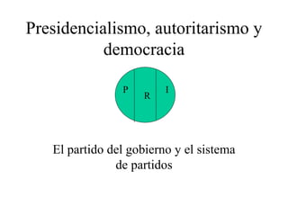Presidencialismo, autoritarismo y democracia El partido del gobierno y el sistema de partidos P R I 
