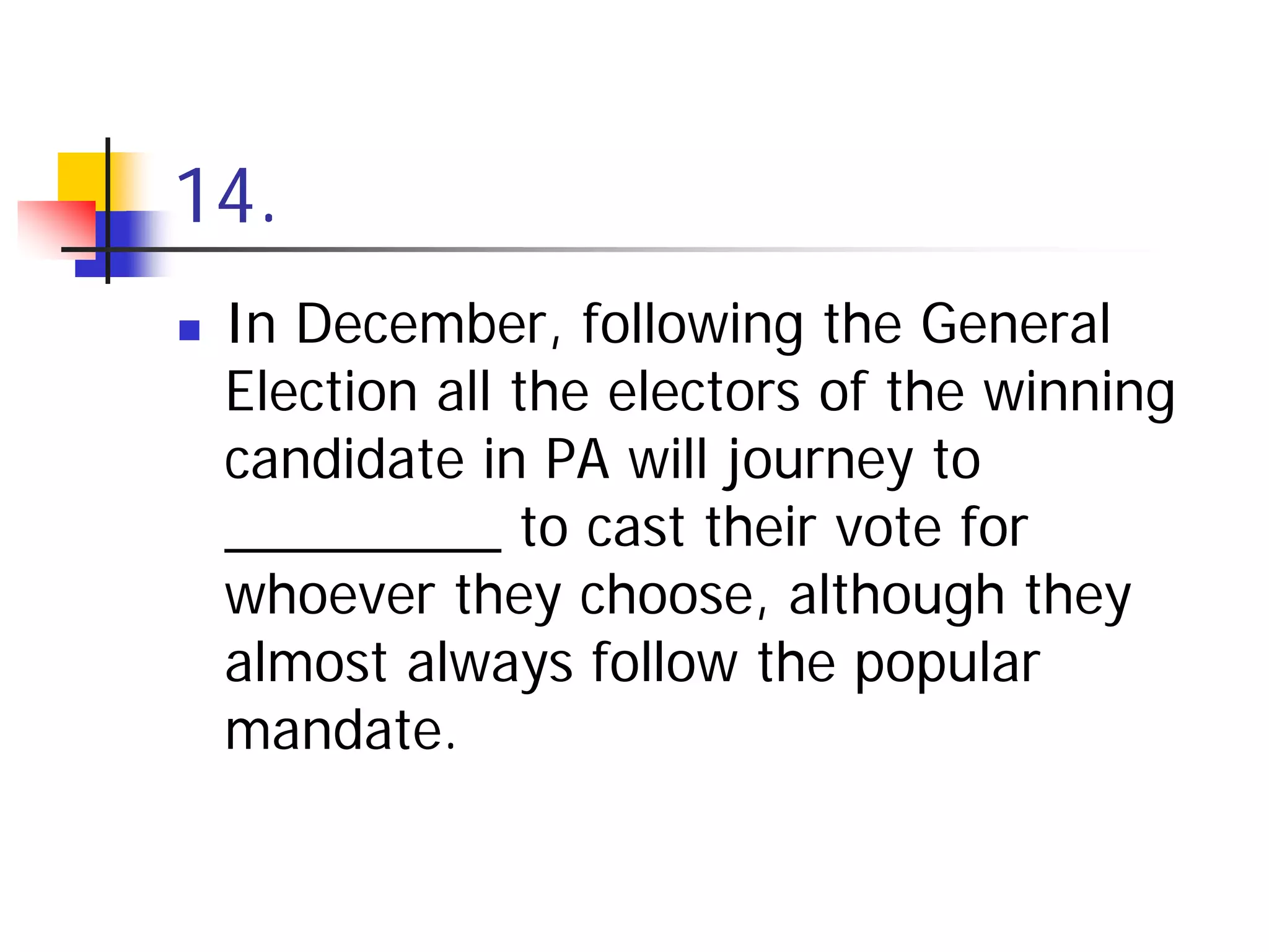 Electing A President Individual Quiz