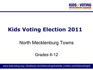 Kids Voting Election 2011 North Mecklenburg Towns Grades 6-12 