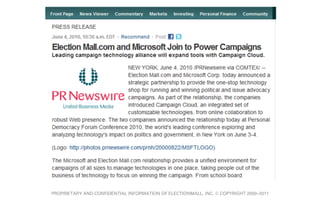 PROPRIETARY AND CONFIDENTIAL INFORMATION OF ELECTIONMALL, INC. © COPYRIGHT 2000–2011
 