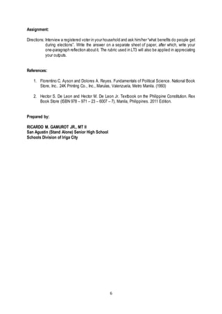 Module 6 Assignment Part 2 Elections and political partiess | DOCX
