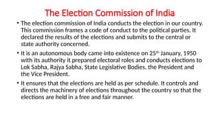 The Election Process in India , election system | PPTX