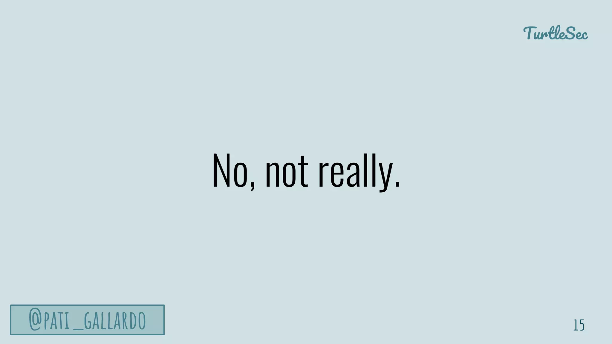 TurtleSec
@pati_gallardo
No, not really.
15
 