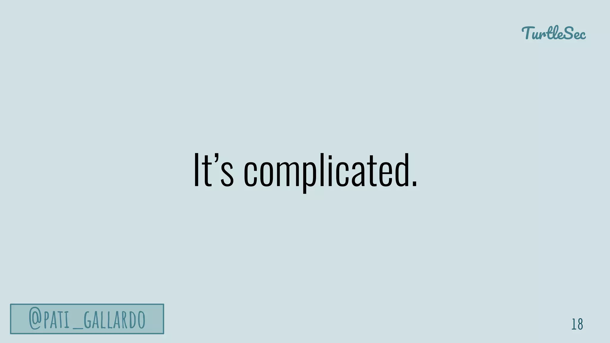 TurtleSec
@pati_gallardo
It’s complicated.
18
 