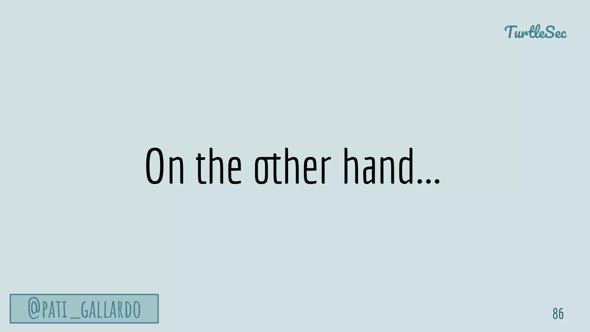 TurtleSec
@pati_gallardo 86
On the other hand...
 