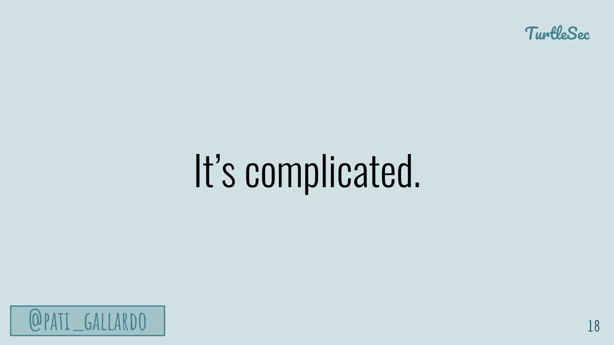 TurtleSec
@pati_gallardo
It’s complicated.
18
 