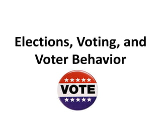 Elections, Voting, and Voter Behavior 