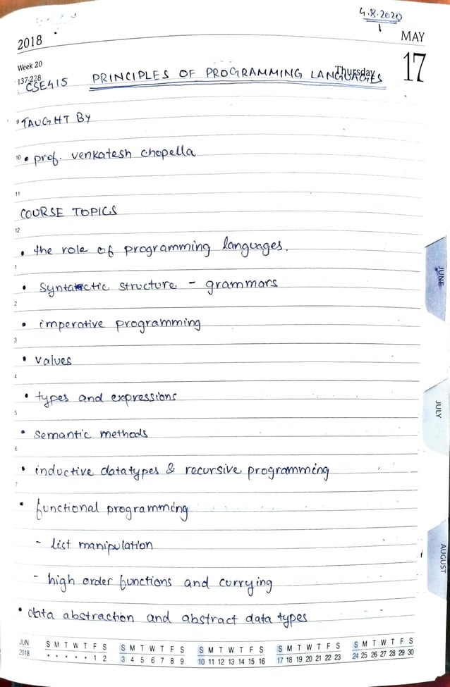 Principles of Programming languages: Course Topics | PDF