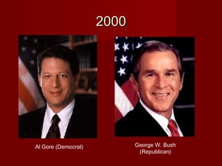 20002000
Al Gore (Democrat) George W. Bush
(Republican)
 
