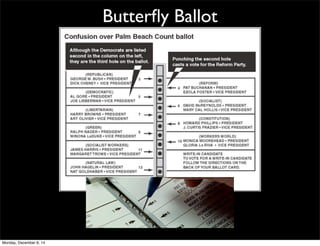 Butterfly Ballot 
Monday, December 8, 14 
 