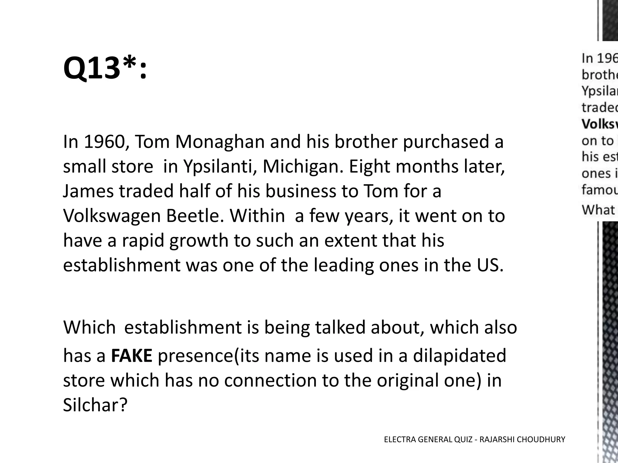 ELECTRA GENERAL QUIZ - RAJARSHI CHOUDHURY
 