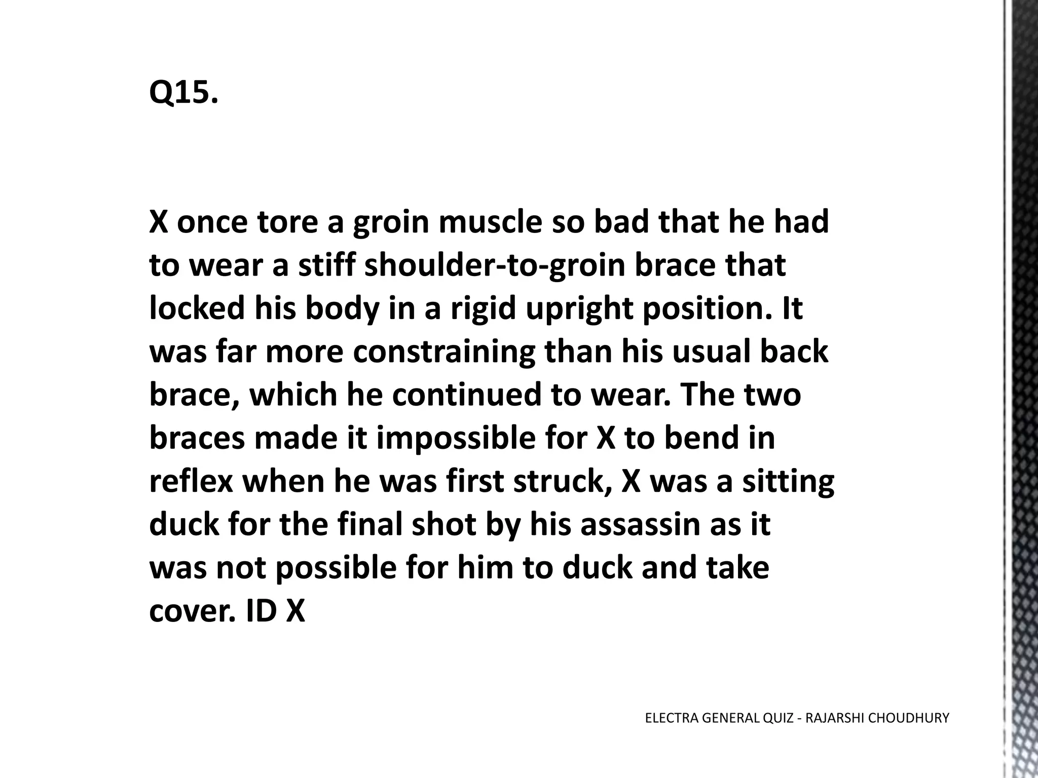 ELECTRA GENERAL QUIZ - RAJARSHI CHOUDHURY
 