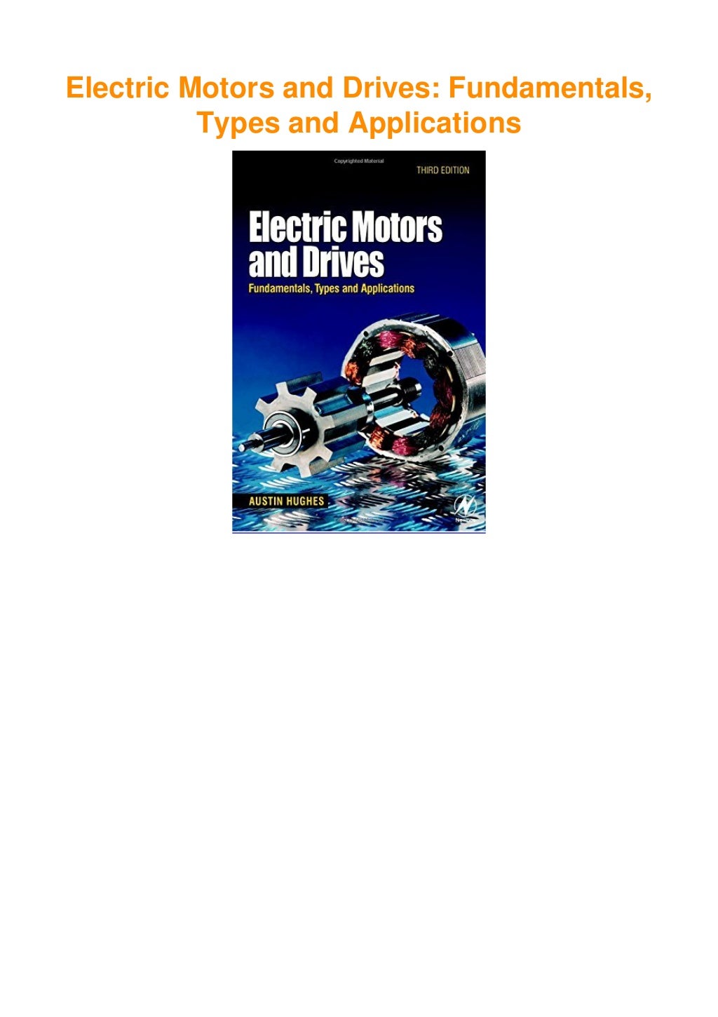 [PDF] Electric Motors and Drives Fundamentals, Types and Applications