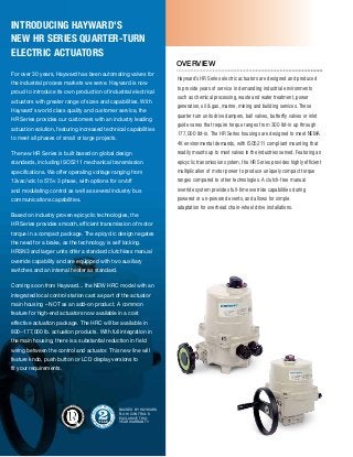 Hayward is a registered trademark
of Hayward Industries, Inc.
© 2016 Hayward Industries, Inc.
Contact Hayward Flow Control...