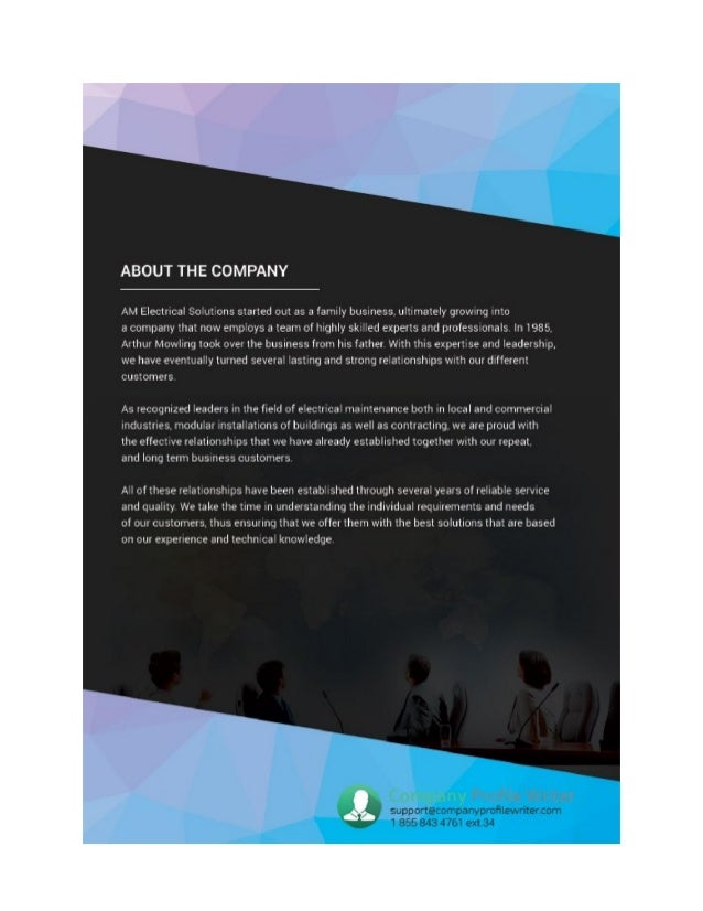 Electrical Company Profile Sample