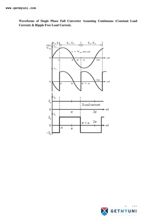 Page 154
Waveforms of Single Phase Full Converter Assuming Continuous (Constant Load
Current)  Ripple Free Load Current.
www.getmyuni.com
 