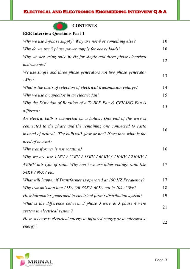 Electrical and Electronics Engineering Interview Q & A