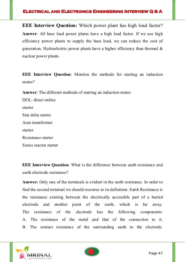 Electrical and Electronics Engineering Interview Q & A