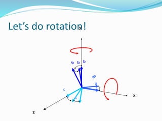 Let’s do rotation!
x
y
z
b
a
c
 