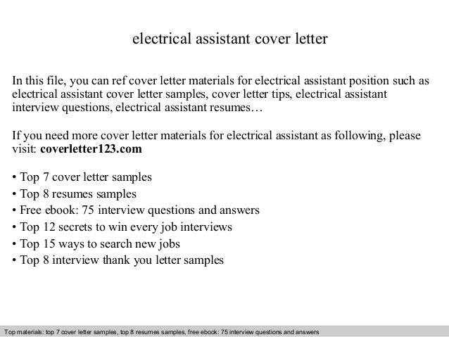 electrical assistant cover letter