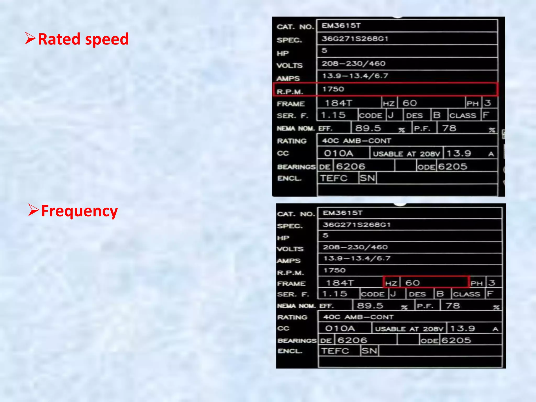 Rated speed
Frequency
 