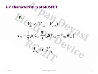 Electrical characteristics of MOSFET | PDF