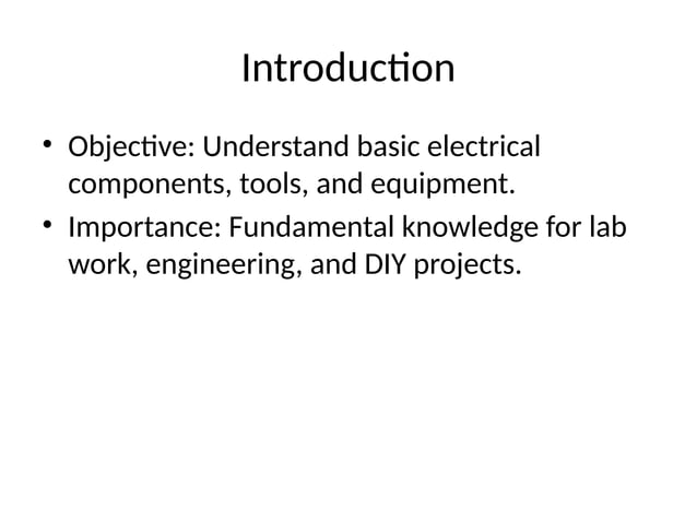 Electrical Circuit Components Tools Lecture Pptx