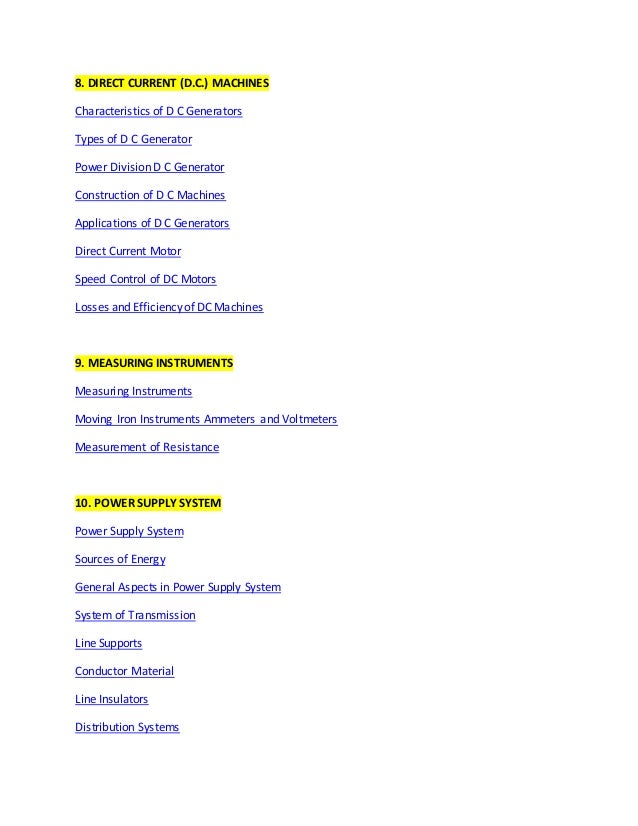 Electrical Engineering Book Topics