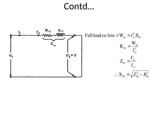 Contd…
2
01
2
01
01
01
2
sc
01
01
2
sc
X
W
R
W
loss
cu
load
Full
R
Z
I
V
Z
I
R
I
sc
sc
sc
sc







 