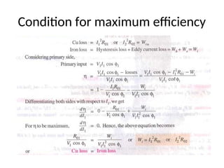 Condition for maximum efficiency
 