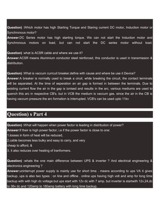 Electrical Engineering Interview Questions | DOCX