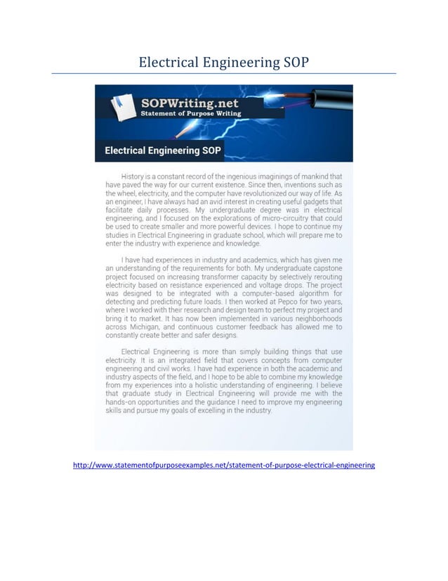 Electrical Engineering SOP PDF