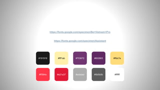 This presentation has been made using the following fonts:
Be Vietnam Pro
(https://fonts.google.com/specimen/Be+Vietnam+Pro)
Assistant
(https://fonts.google.com/specimen/Assistant)
#191919 #fff1ab #703672 #602863
#ff364a #e21a37 #adadad #5b5b5b
#ffdc7a
#ffffff
Fonts & colors used
 