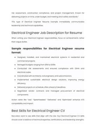 Electrical Engineer Resume Examples & Writing Guide for 2025 | PDF
