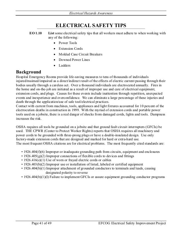 Electrical hazard awareness_study_guide