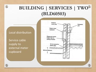 BUILDING | SERVICES | TWO
(BLD60503)
Local distribution
Service cable
supply to
external meter
cupboard
 