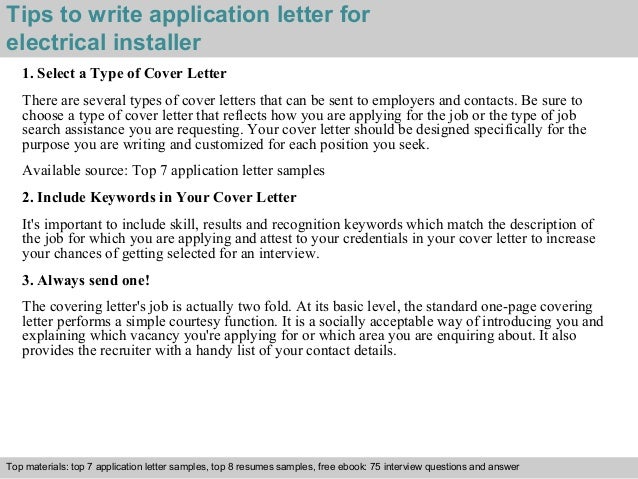 Electrical installer application letter