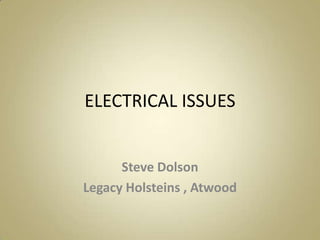 ELECTRICAL ISSUES


      Steve Dolson
Legacy Holsteins , Atwood
 