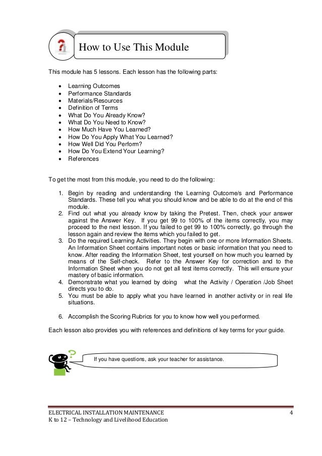 K to 12 Electrical Learning Module