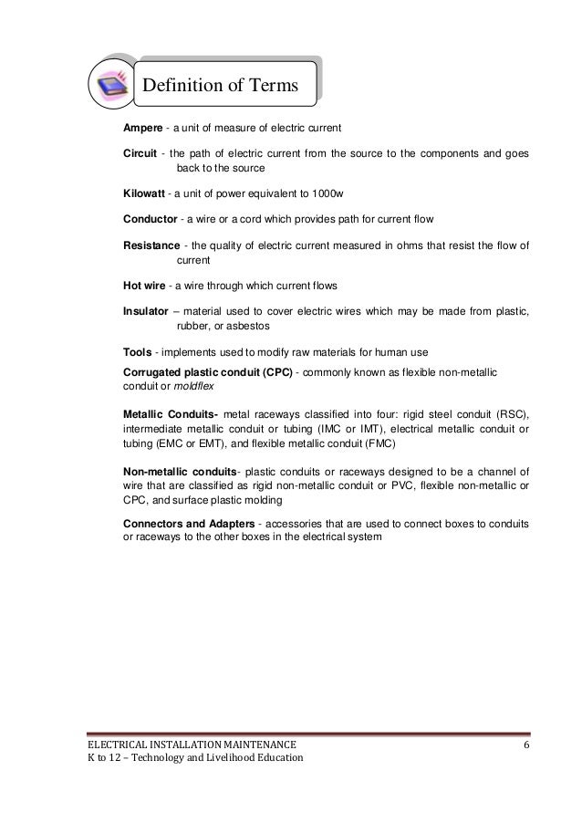 K to 12 Electrical Learning Module