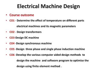 Electrical Machine Design - Transformers, DC Machines | PDF
