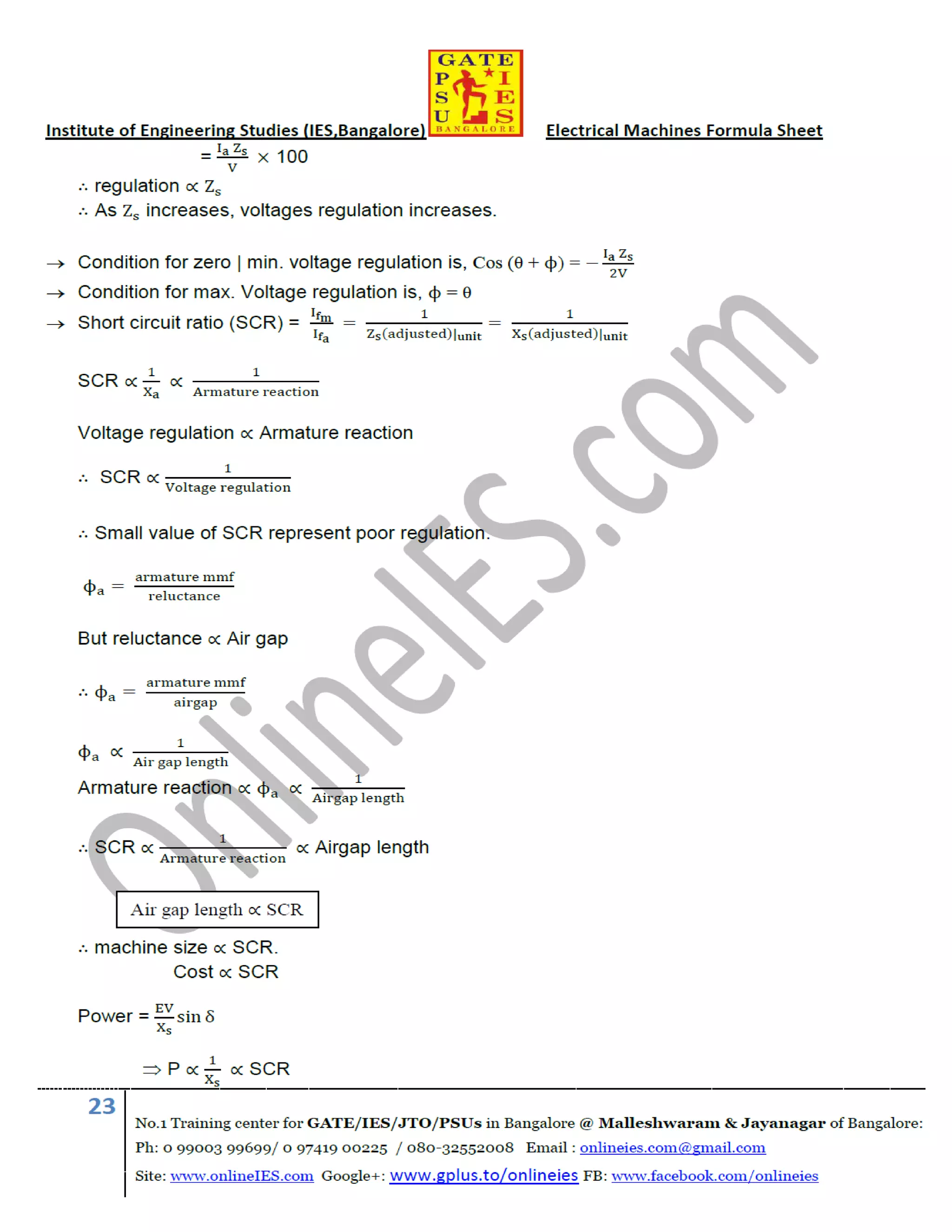 Electrical machines formula sheet for gate | PDF