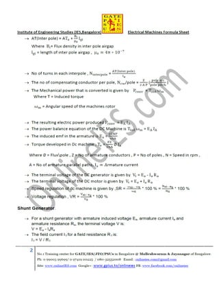 Electrical machines formula sheet for gate | PDF