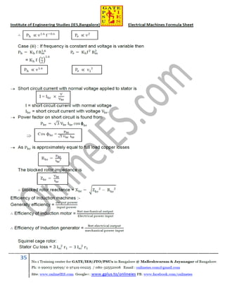 Electrical machines formula sheet for gate