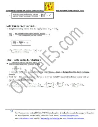 Electrical machines formula sheet for gate