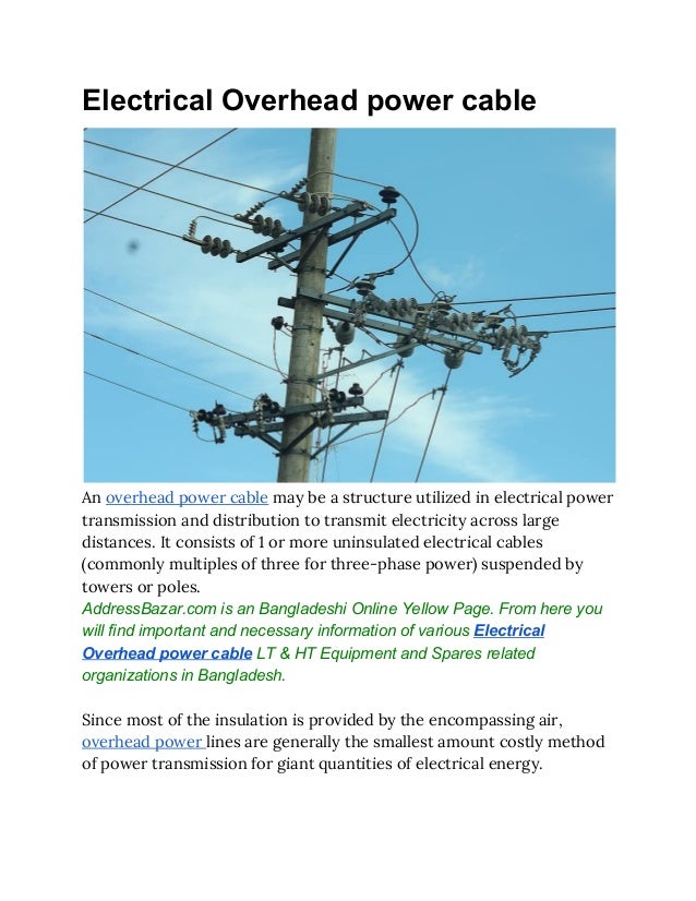 Electrical overhead power cable