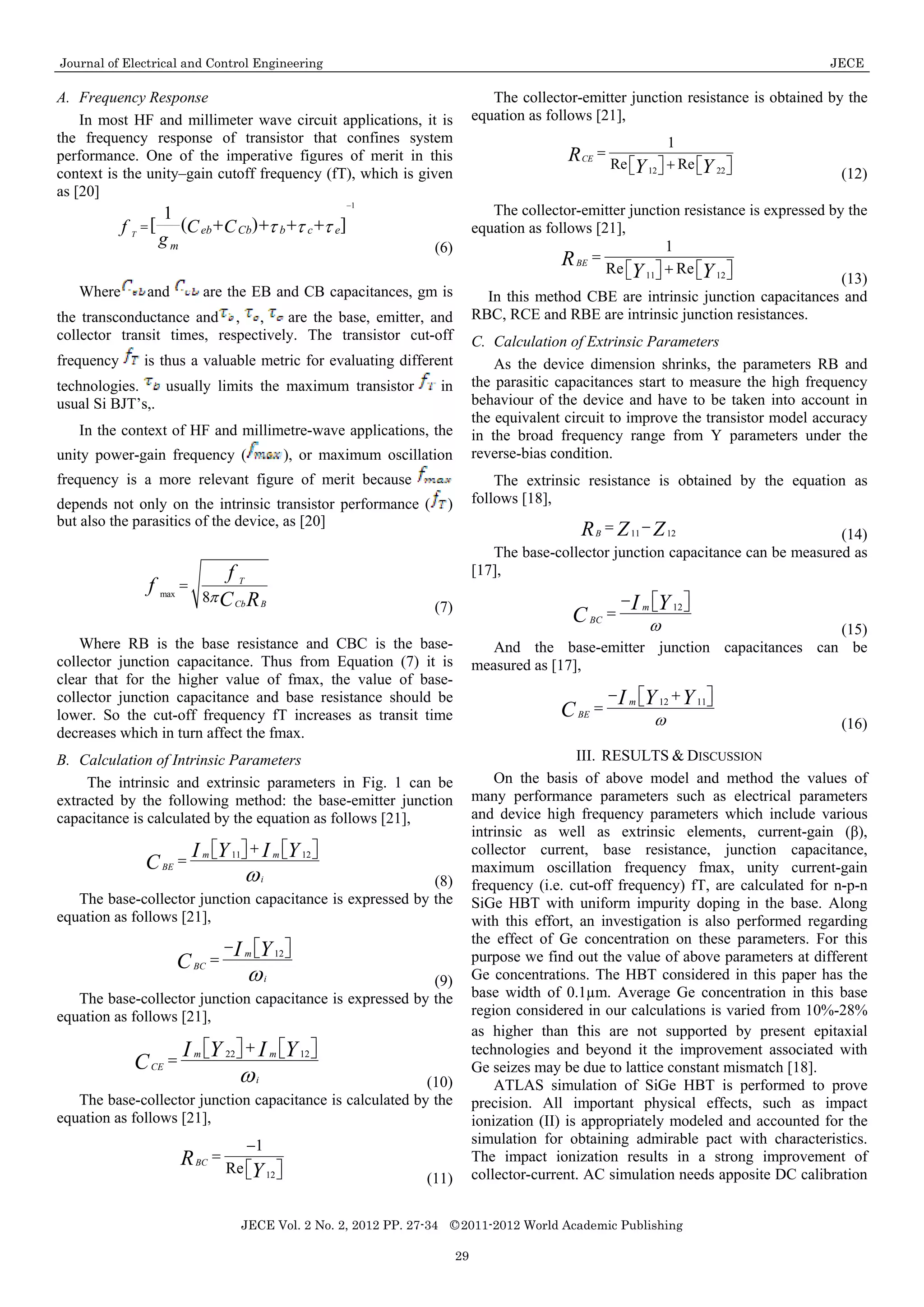 Electrical parameter extraction & modeling of SiGe HBT for ...