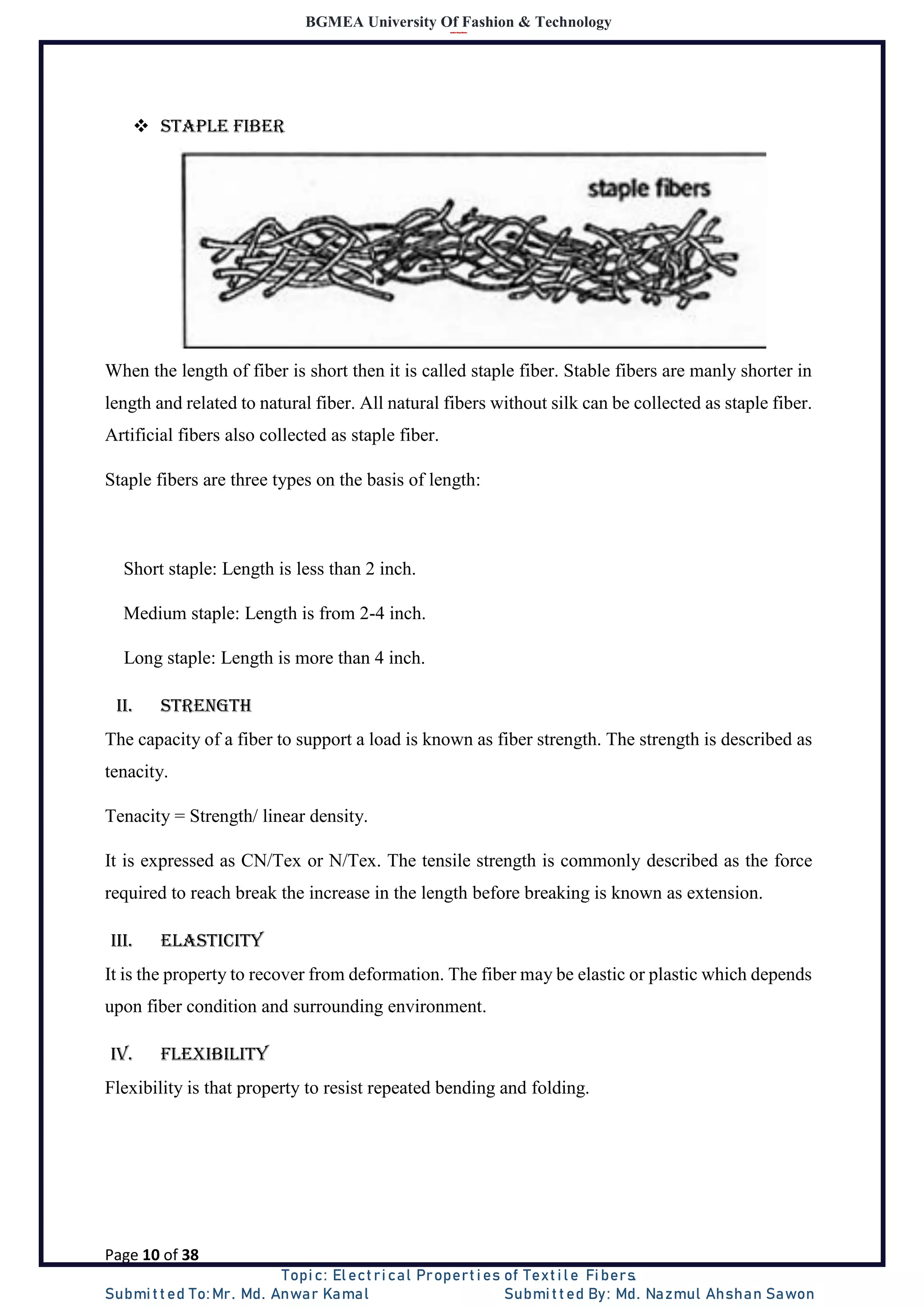Electrical properties of textile fiber | PDF