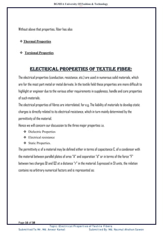 Electrical properties of textile fiber | PDF