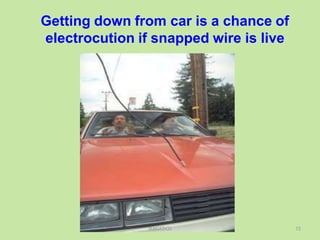 Getting down from car is a chance of
electrocution if snapped wire is live
TANGEDCO 72
 